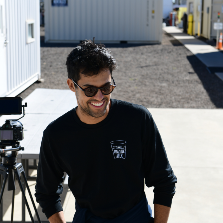 Our founder on set with Agile Space